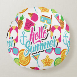 Cartoon Fruits Rundes Kissen