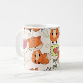 Cartoon Fuchs, Blume: Vintag handgezeichnet Muster Kaffeetasse (Vorderseite Links)