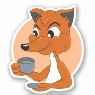 Cartoon Fuchs trinktee - Vinyl Aufkleber