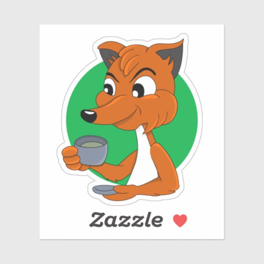 Cartoon Fuchs trinktee - Vinyl Aufkleber (Blatt)