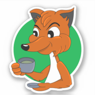 Cartoon Fuchs trinktee - Vinyl Aufkleber