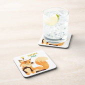 Cartoon Fuchs und ein langer buschiger Schwanz Getränkeuntersetzer (Rechte Seite)