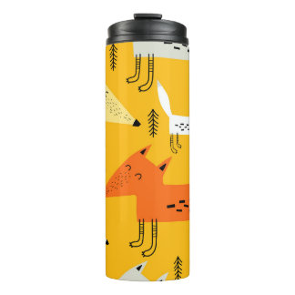 Cartoon Füchse: Farbige neutrale Gestaltung Thermosbecher