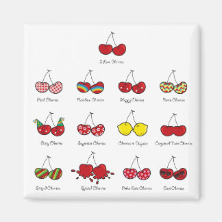 Cartoon Fun Comic Funny Cheeky Red Cherries Cherry Magnet