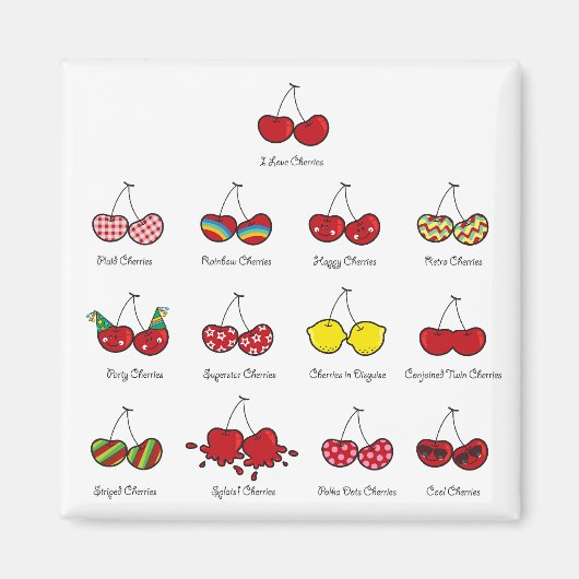 Cartoon Fun Comic Funny Cheeky Red Cherries Cherry Magnet (Vorne)
