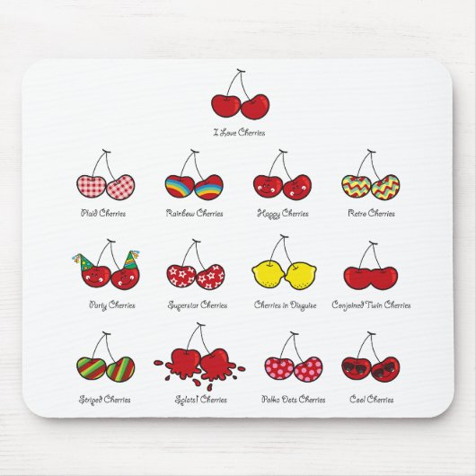 Cartoon Fun Comic Funny Cheeky Red Cherries Cherry Mousepad (Vorne)