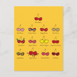 Cartoon Fun Comic Funny Cheeky Red Cherries Cherry Postkarte