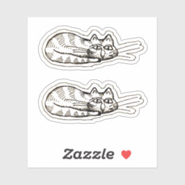 Cartoon Funny Cat Doodle Custom-cut Vinyl Stickers Aufkleber