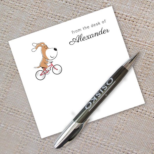 Cartoon Funny Cute Dog Puppy Riding Bicycle Post-it Klebezettel