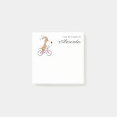 Cartoon Funny Cute Dog Puppy Riding Bicycle Post-it Klebezettel (Vorderseite)