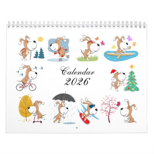 Cartoon Funny Cute Puppy Dog Lover 2026 Calendar Kalender (Titelbild)