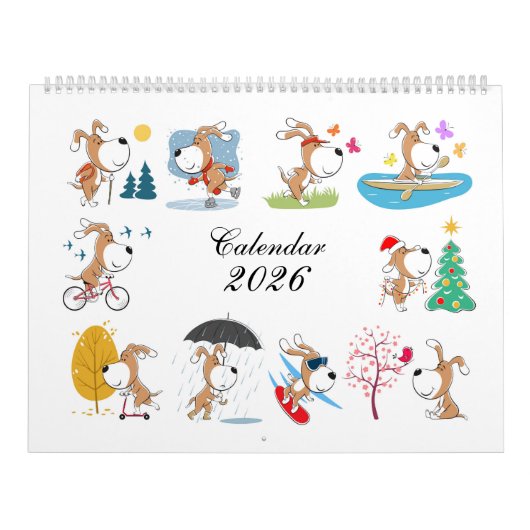Cartoon Funny Cute Puppy Dog Lover 2026 Calendar Kalender (Titelbild)