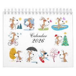 Cartoon Funny Cute Puppy Dog Lover 2026 Calendar Kalender