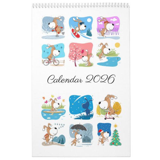 Cartoon Funny Cute Puppy Dog Lover 2026 Kalender (Titelbild)