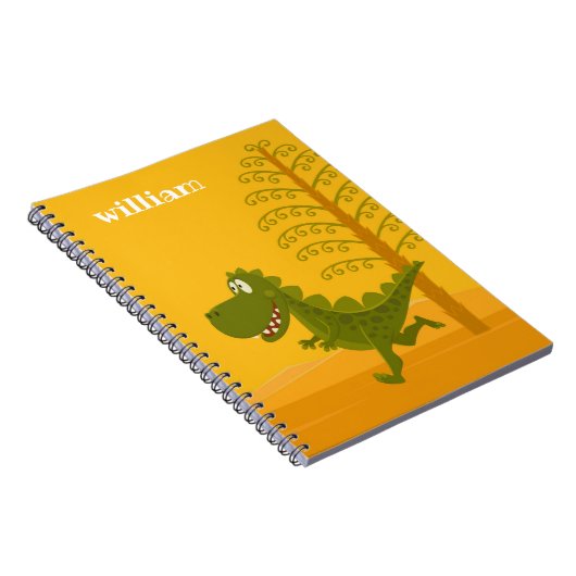 Cartoon Funny Dinosaur Jurassic Woodland Notizblock (Rechte Seite)