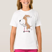Cartoon Funny Dog Puppy Kick Scooter Girl T - Shir T-Shirt (Vorderseite)