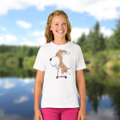 Cartoon Funny Dog Puppy Kick Scooter Girl T - Shir T-Shirt