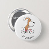 Cartoon Funny Dog Welpenfahrrad Fahrrad Button (Vorne & Hinten)