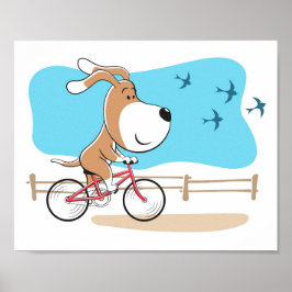 Cartoon Funny Dog Welpenfahrrad Radsport Poster