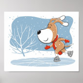 Cartoon Funny Doppy Ice Skaten Winterposter Poster (Vorne)