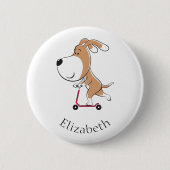 Cartoon Funny Doppy Puppy Kick Scooter Button (Vorderseite)