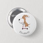 Cartoon Funny Doppy Puppy Kick Scooter Button (Vorne & Hinten)
