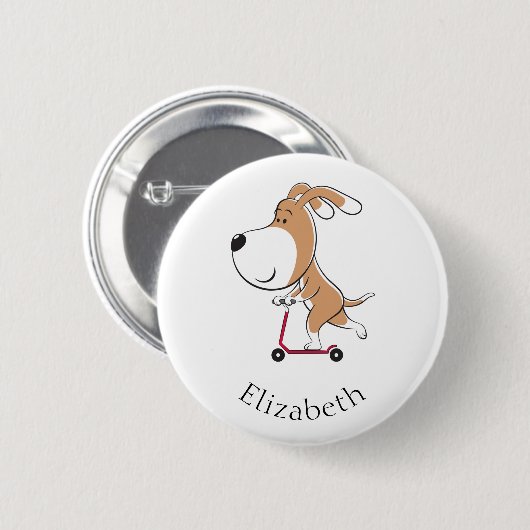 Cartoon Funny Doppy Puppy Kick Scooter Button (Vorne & Hinten)