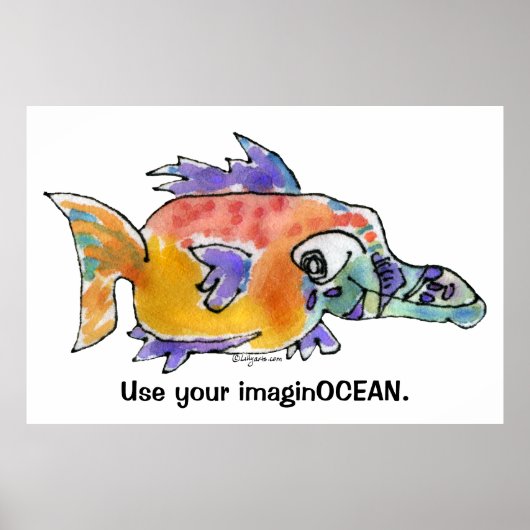Cartoon Funny Fish 099 ImaginOCEAN Poster Groß (Vorne)
