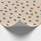 Cartoon Funny Honey Bee Honeycomb Muster Geschenkpapier (Ecke)