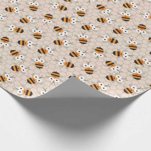 Cartoon Funny Honey Bee Honeycomb Muster Geschenkpapier (Ecke)