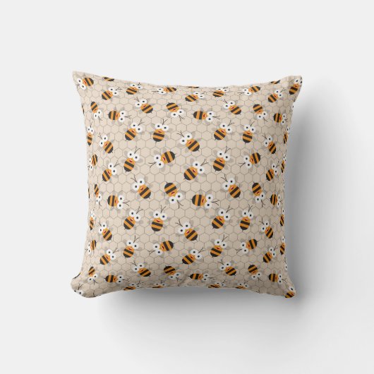 Cartoon Funny Honey Bee Honeycomb Muster Kissen (Vorderseite)