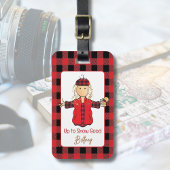 Cartoon Funny Lady Snow Sprichwort Winterwandern Gepäckanhänger