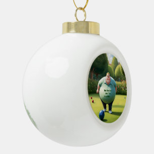 Cartoon Funny Lawn Bowls Man, Keramik Kugel-Ornament