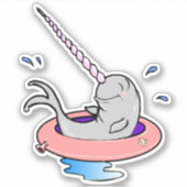 Cartoon Funny Niedlich Kawaii Narwhal Splashing Aufkleber (Vorderseite)