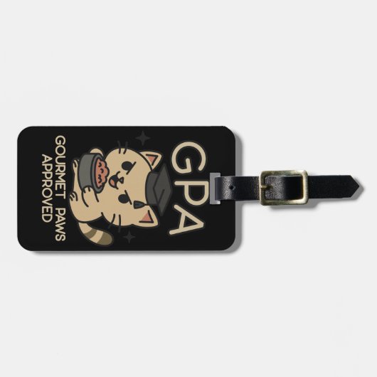 Cartoon Funny Scholar Cat Tunes Paws Gepäckanhänger (Vorderseite horizontal)