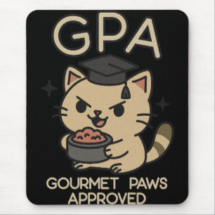 Cartoon Funny Scholar Cat Tunes Paws Mousepad