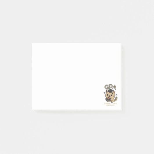 Cartoon Funny Scholar Cat Tunes Paws Post-it Klebezettel (Vorderseite)