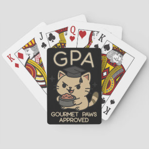 Cartoon Funny Scholar Cat Tunes Paws Spielkarten