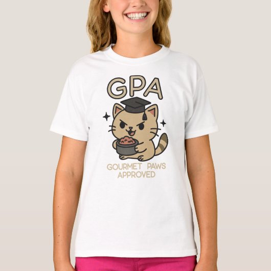 Cartoon Funny Scholar Cat Tunes Paws T-Shirt (Vorderseite)