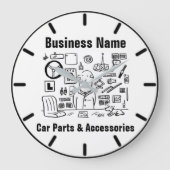 Cartoon für Autoteile und Zubehör Große Wanduhr (Vorderseite)