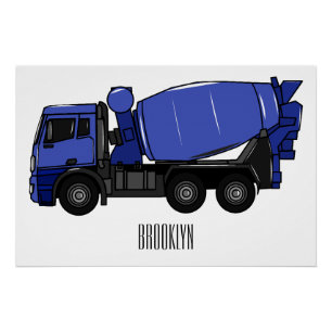 Cartoon für Betonmischfahrzeuge Poster