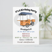 Cartoon für Bike-Food-Karren Einladung (Stehend Vorderseite)