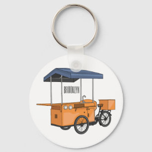 Cartoon für Bike-Food-Karren Schlüsselanhänger