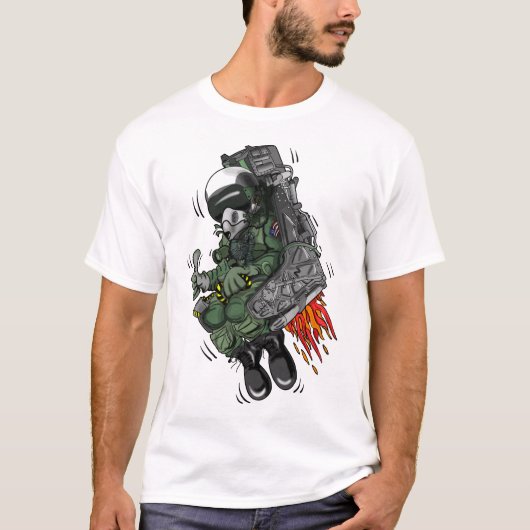 Cartoon für den militärischen Kampfjet-Pilot T-Shirt (Vorderseite)