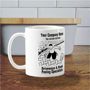 Cartoon für die Anfahrt und Blockierung. Kaffeetasse