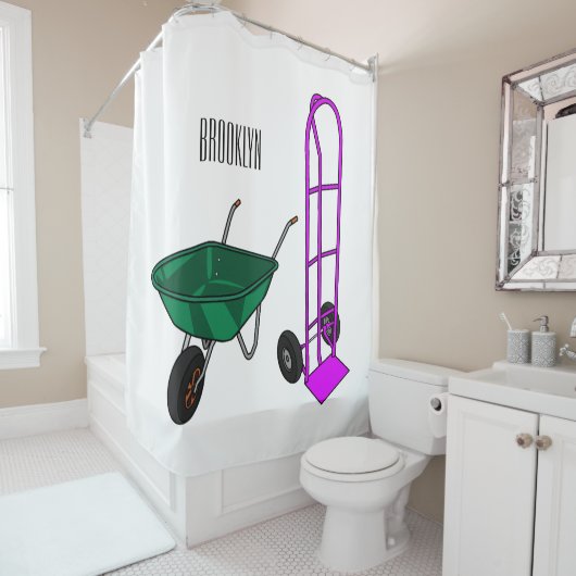 Cartoon für die Schubkarre und den Handwagen Duschvorhang (Beispiel)