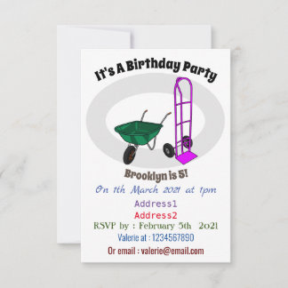 Cartoon für die Schubkarre und den Handwagen Einladung