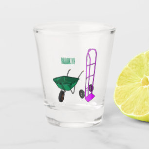 Cartoon für die Schubkarre und den Handwagen Schnapsglas