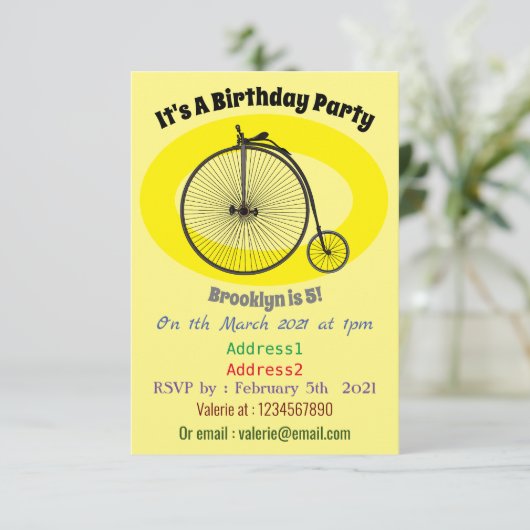 Cartoon für Fahrräder Einladung (Stehend Vorderseite)