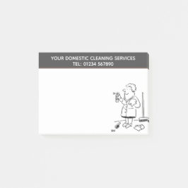 Cartoon für häusliche Reinigungsdienste zur Person Post-it Klebezettel